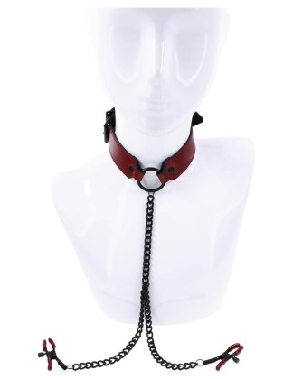 SPORTSHEETS SAFFRON COLLAR WITH NIPPLE CLAMPS- 830613-4